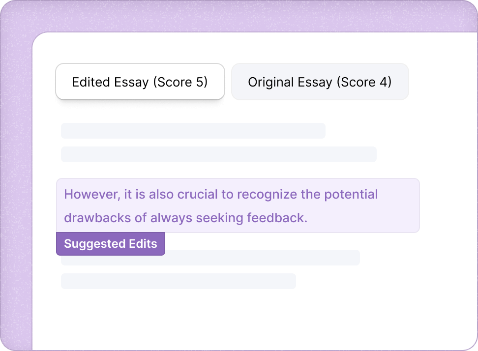 Examples of AI suggested edits to your essay