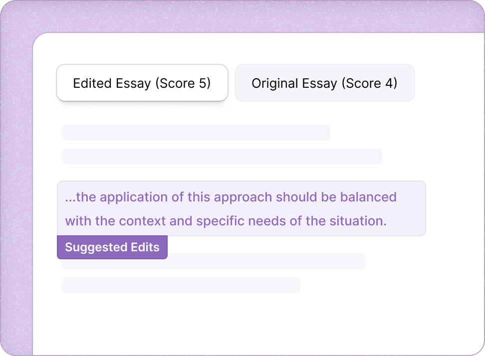 Examples of AI suggested edits to your essay