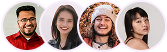 Small pictures of happy students