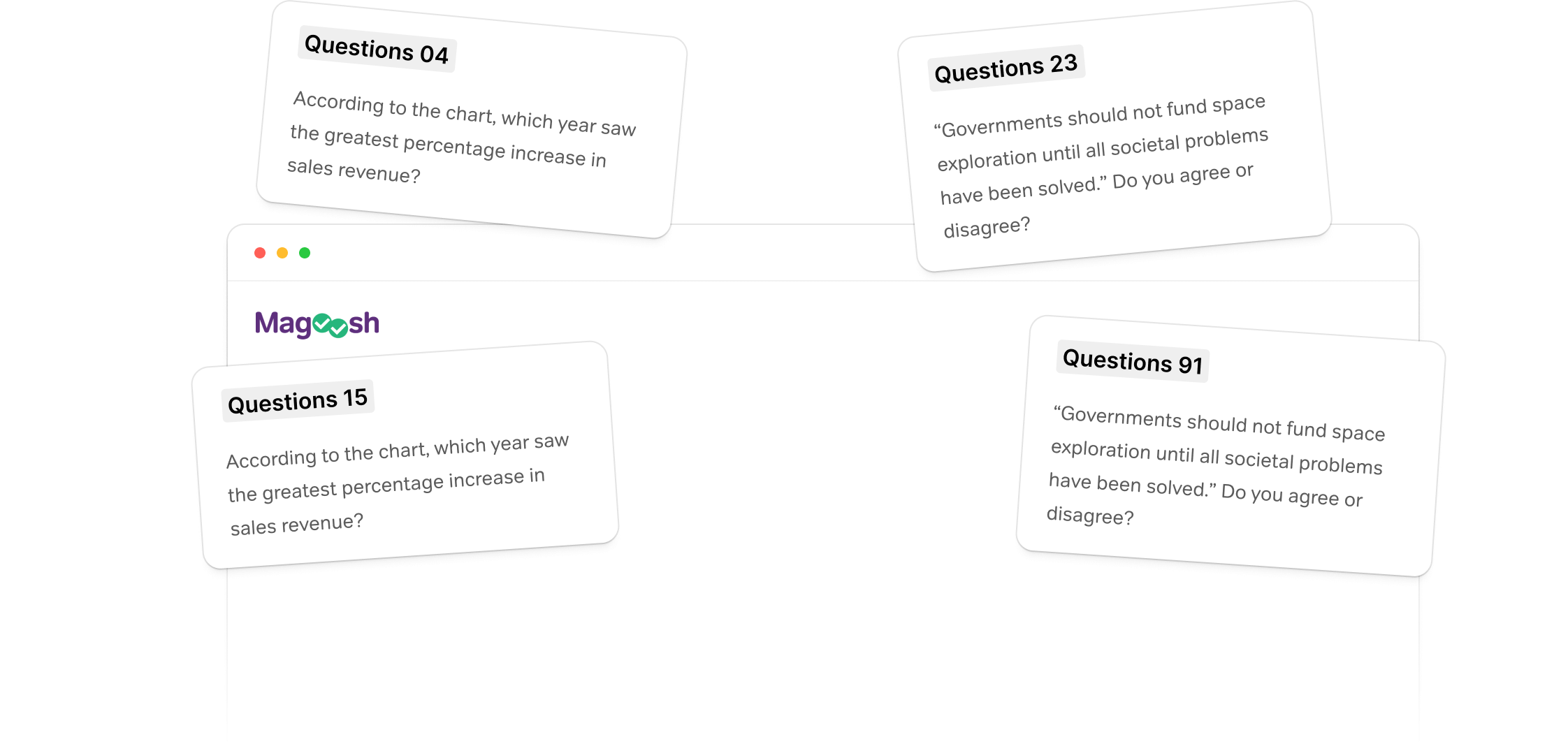 Array of different types of questions that you can see video explanations for