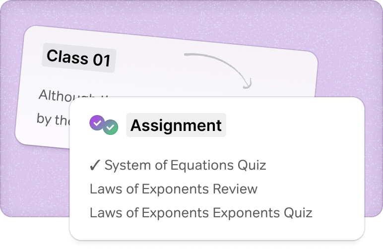 Examples of assignments after each class